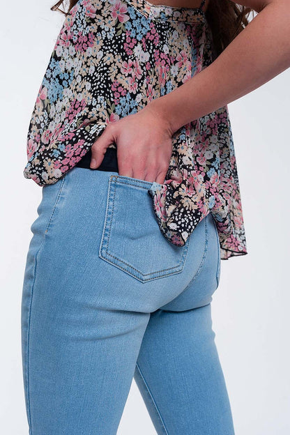 High-waisted jeans with glitter - Denim