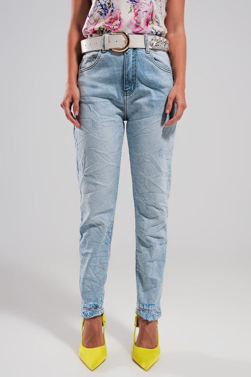 High waisted ripped jeans in light blue - Denim