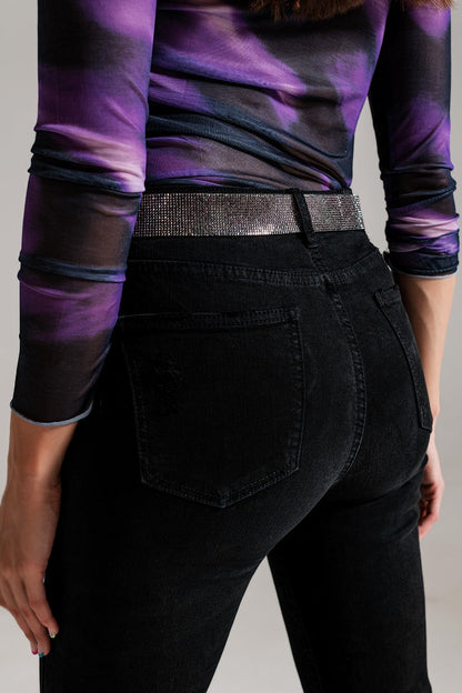 High waisted skinny jeans Distressed At The Hem in Black - Coloured Jeans