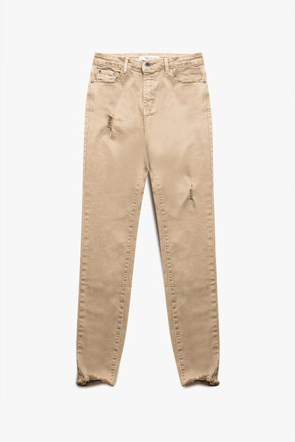 High waisted skinny jeans in beige - Coloured Jeans
