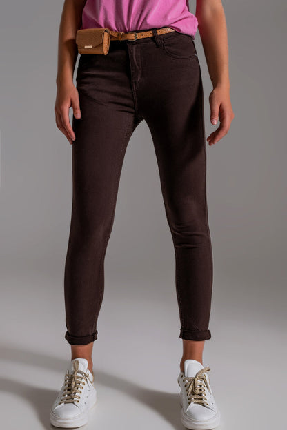 High waisted skinny jeans in brown - Coloured Jeans
