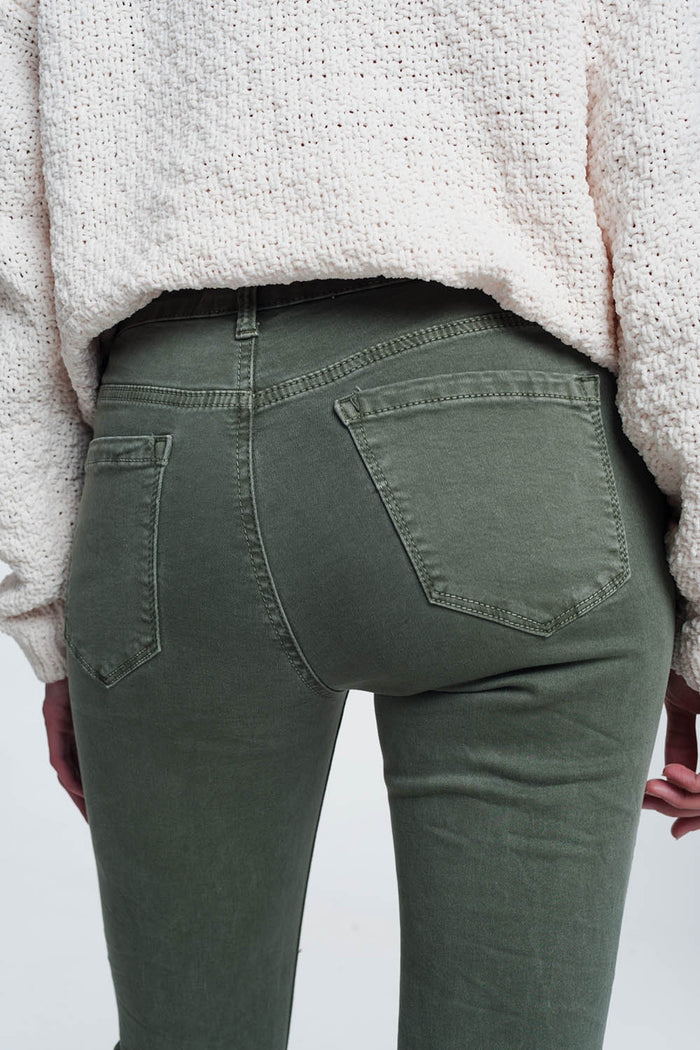 High waisted skinny jeans in green - Coloured Jeans