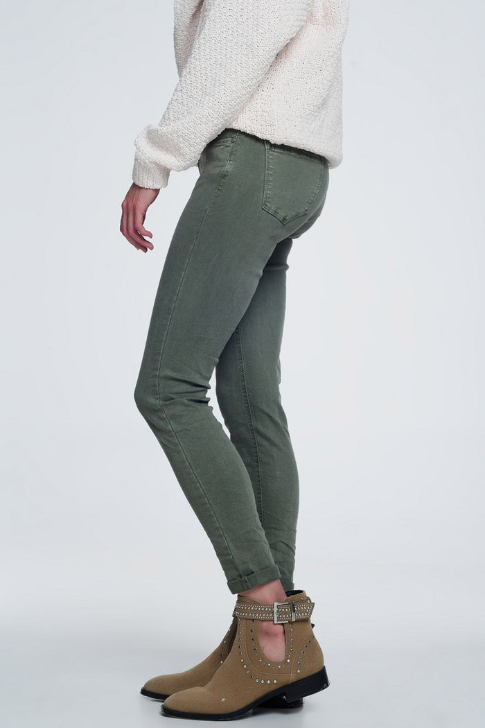 High waisted skinny jeans in green - Coloured Jeans
