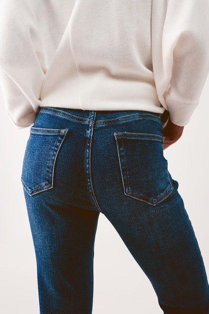 High waisted skinny jeans in mid wash - Denim