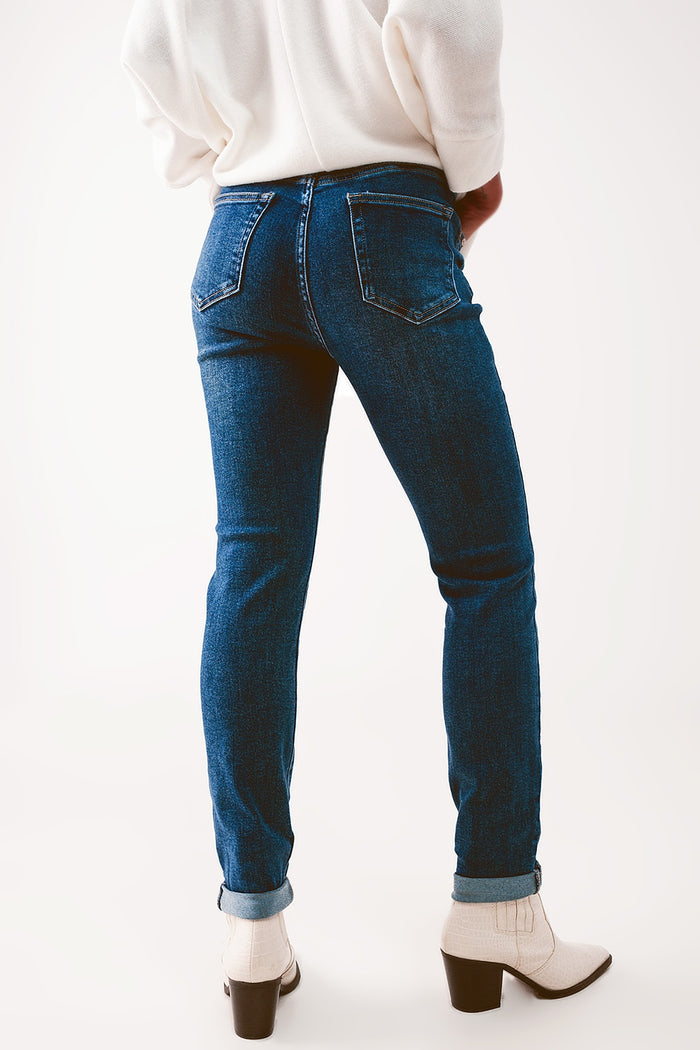High waisted skinny jeans in mid wash - Denim