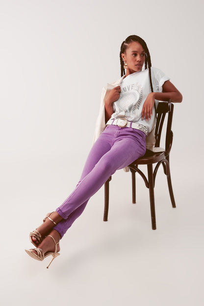 High waisted skinny jeans in purple - Coloured Jeans