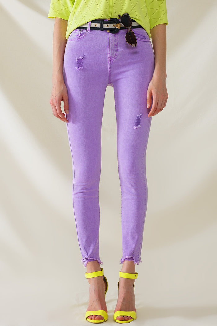 High waisted super skinny jeans in purple - Coloured Jeans