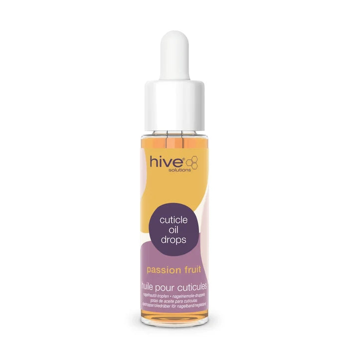 Hive Solutions Passion Fruit Cuticle Oil Drops 30ml moisturising nail and cuticle oil with a tropical passion fruit fragrance to soften dry cuticles, nourish nails and enhance manicure aftercare.