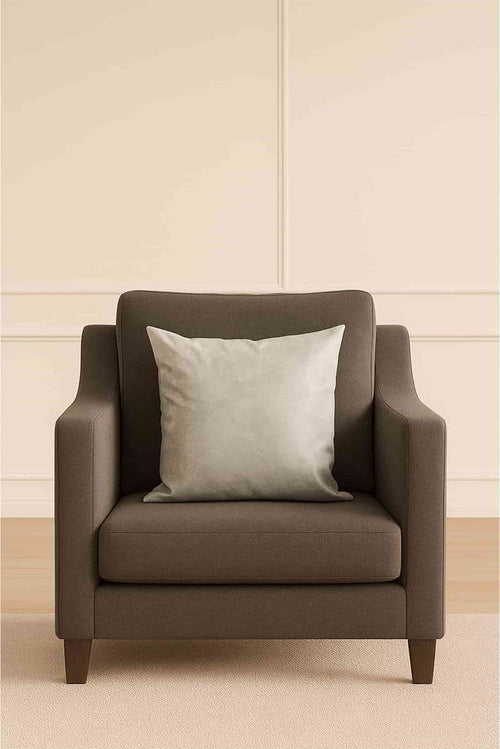 Winter filled throw cushion, 18x18, dark gray cover with light gray square pillow