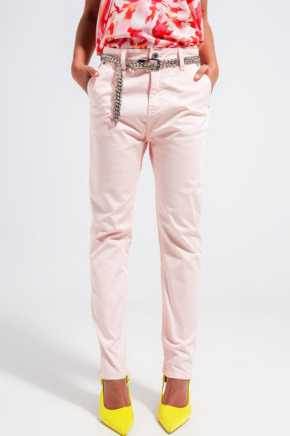 Hose aus Baumwollmix in gebrochenem rosa - Coloured Jeans