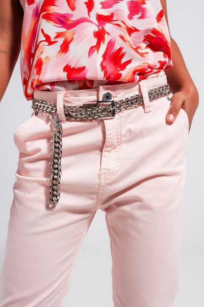 Hose aus Baumwollmix in gebrochenem rosa - Coloured Jeans