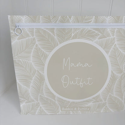 Hospital Bag Organiser Pouches - Unisex Beige Leaf Print - Baby & Toddler