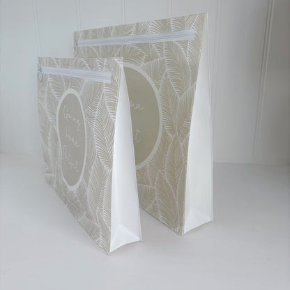 Hospital Bag Organiser Pouches - Unisex Beige Leaf Print - Baby & Toddler