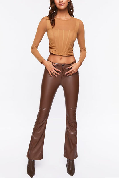 Illusion Neckline Corset Crop Top