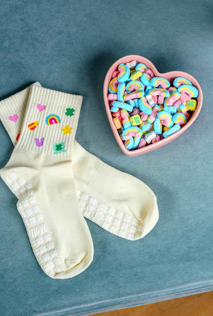White grip cream socks