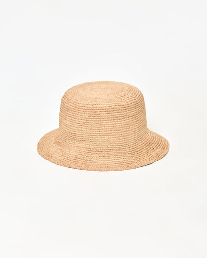 LSPACE Isadora bucket hat in natural, off-model flat lay.