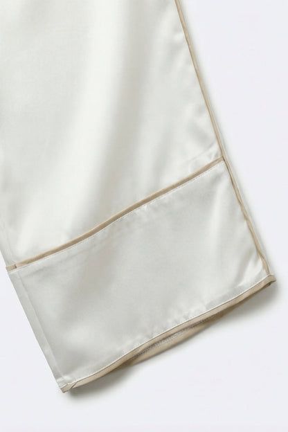 Ivory Satin Wide-Leg Kimono Trousers - trousers