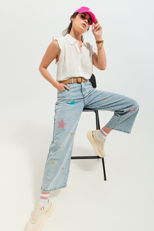Jeans with star print - Denim