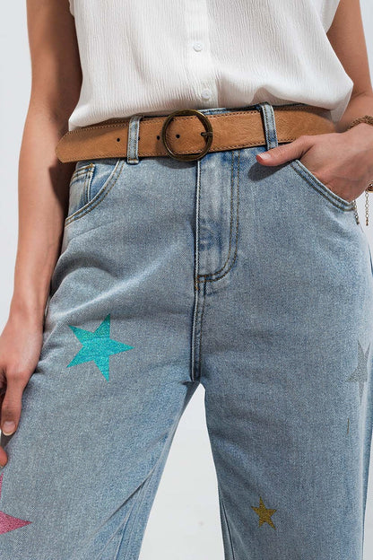Jeans with star print - Denim