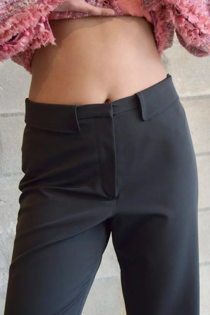 JIL SANDER BLACK SLACKS WITH COLLAR WASIT