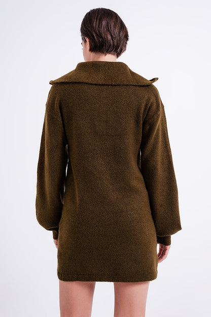 Jumper mini dress in dark green - dress