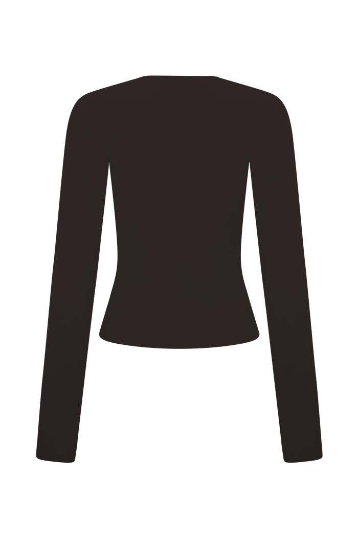 Kaylen Knit Long Sleeve Top - Dark Chocolate