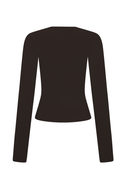 Kaylen Knit Long Sleeve Top - Dark Chocolate