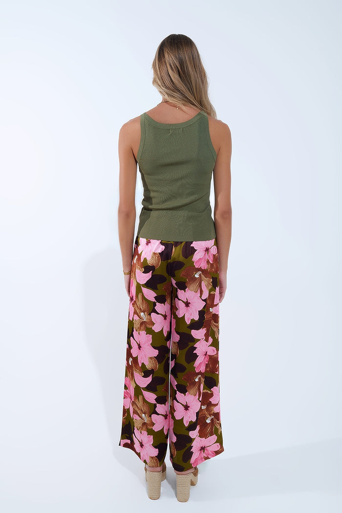 Khaki Boat Neck Comfy Ribbed Top