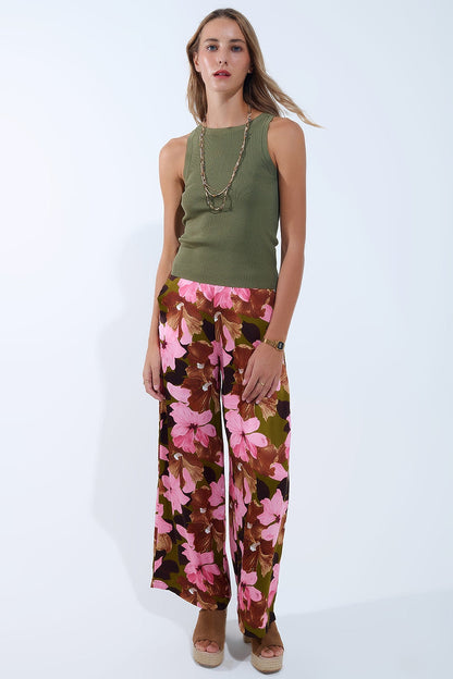 Khaki Boat Neck Comfy Ribbed Top