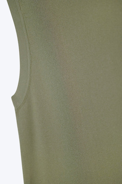 Khaki Boat Neck Comfy Ribbed Top