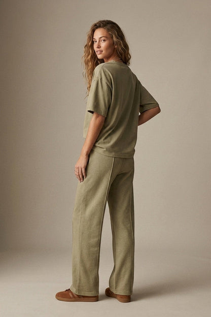 Khaki Cotton Crew Neck Regular Fit Short Sleeve T-Shirt