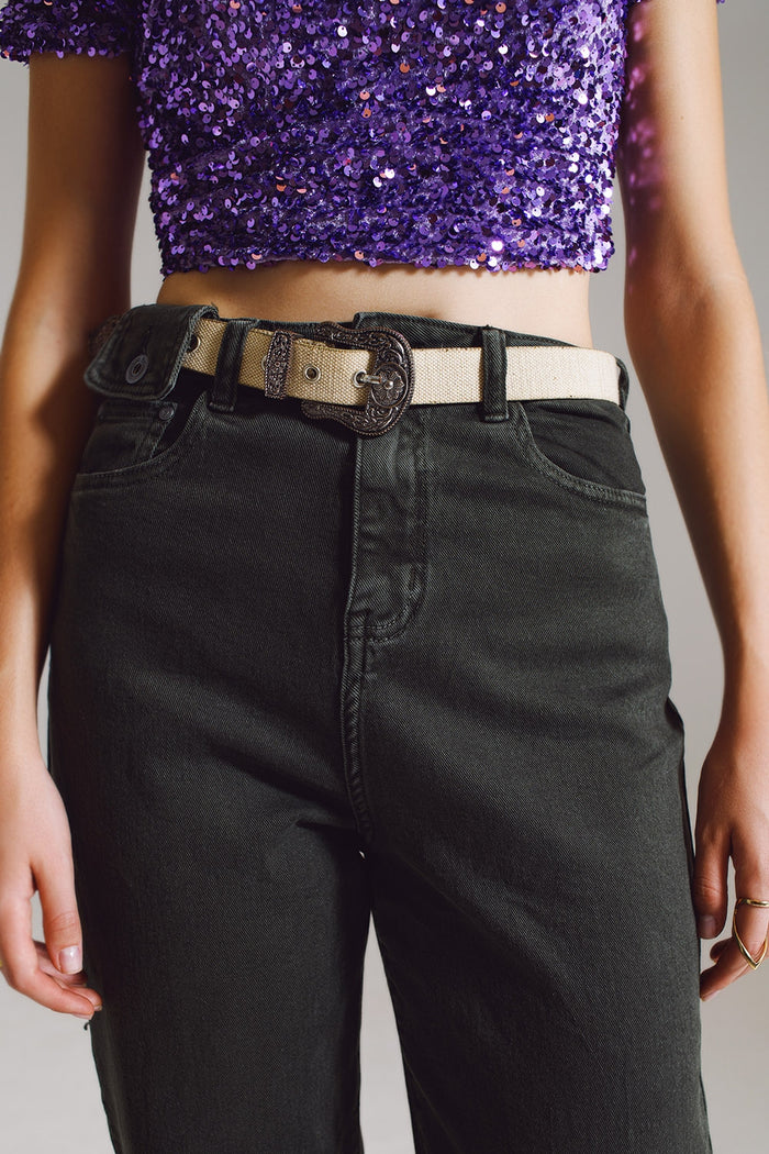 Khaki green relaxed pants with pocket detail at the waist - Coloured Jeans