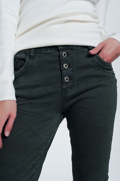 Khaki jeans with button closure - Coloured Jeans