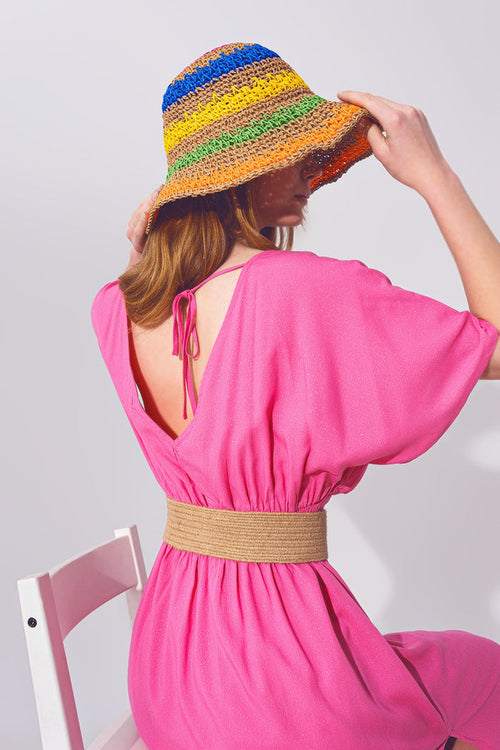 Kimono Sleeve Maxi Dress in Pink - dress