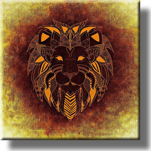 King of the Jungle African Lion Picture on Stretched Canvas, Wall Art Decor, Ready to Hang!