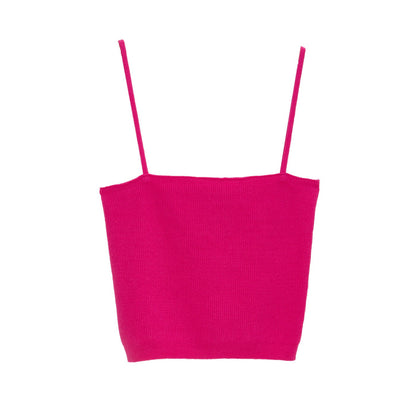 Knitted clean ribbed tank top in fucshia
