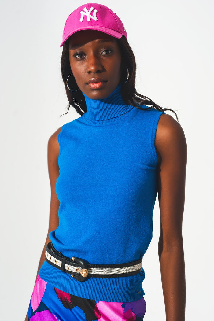 Knitted tank jumper in blue