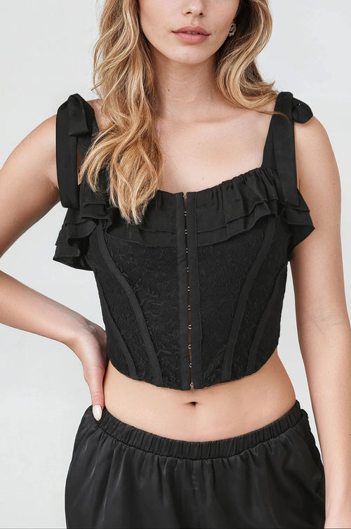 Lace Tie-Strap Corset Top