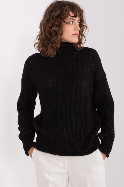 Ladies Casual Turtleneck Pullover Sweater black one-size-fits-all - Sweaters