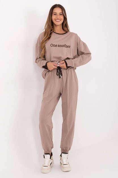 Ladies Comfortable Jogger Set for Everyday Wear beige one-size-fits-all - Sets