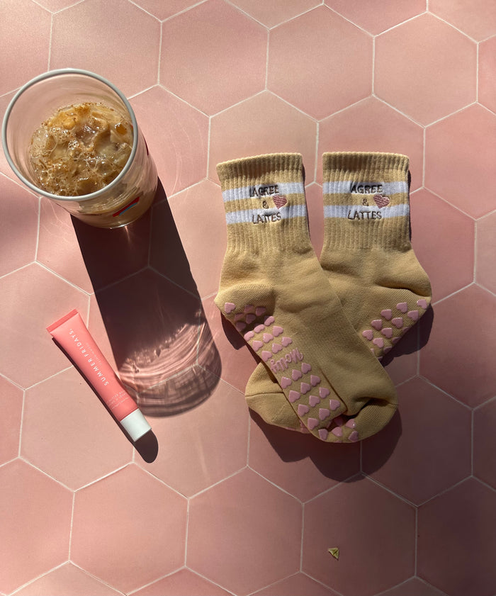 Tan workout grip socks