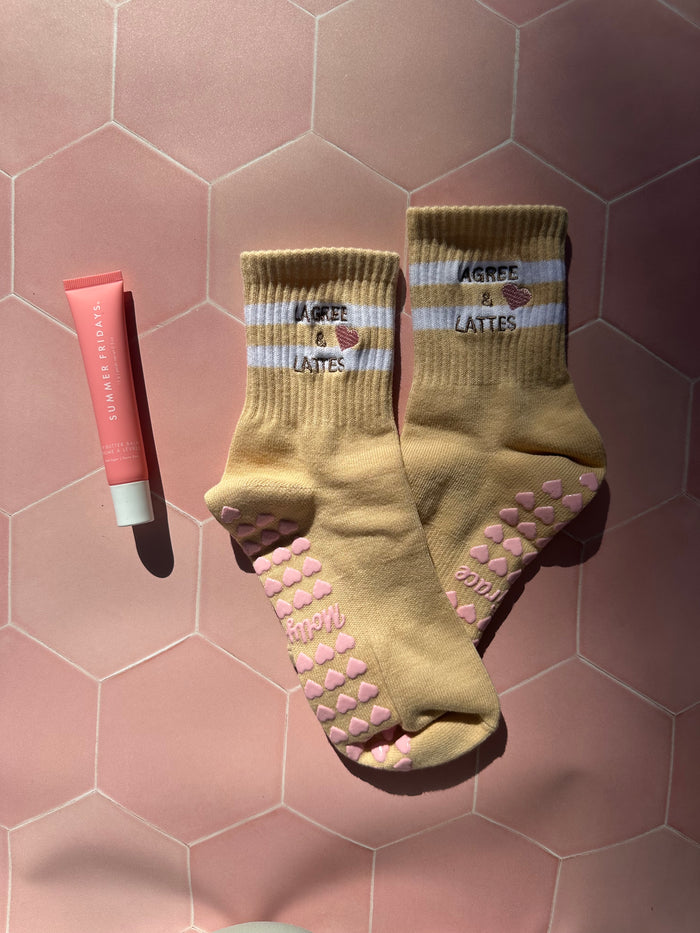 Tan pilates grip socks