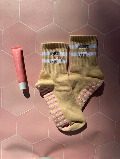Tan pilates grip socks