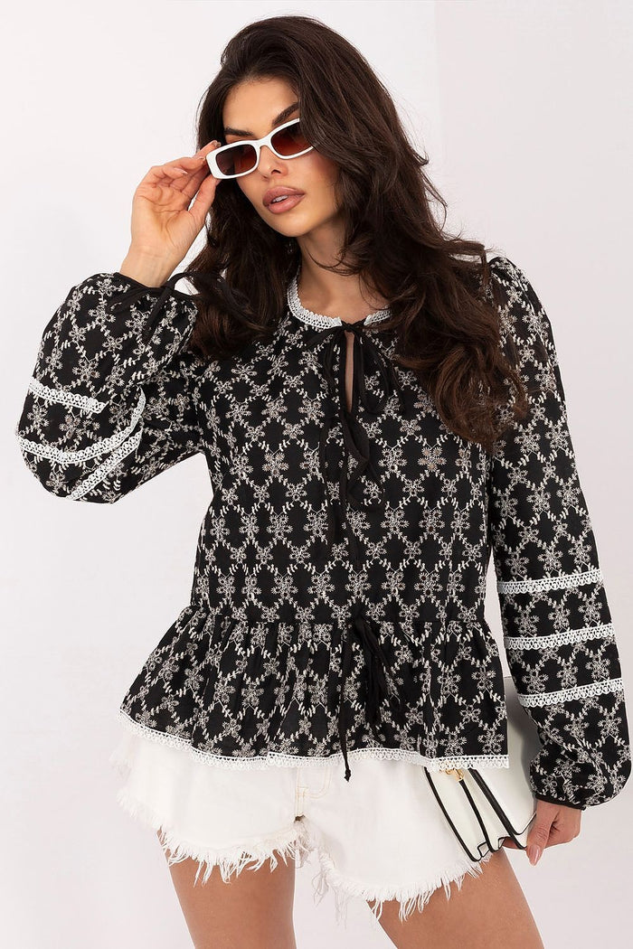Lakerta Trendy Blouse with Puffy Sleeves - Blouse