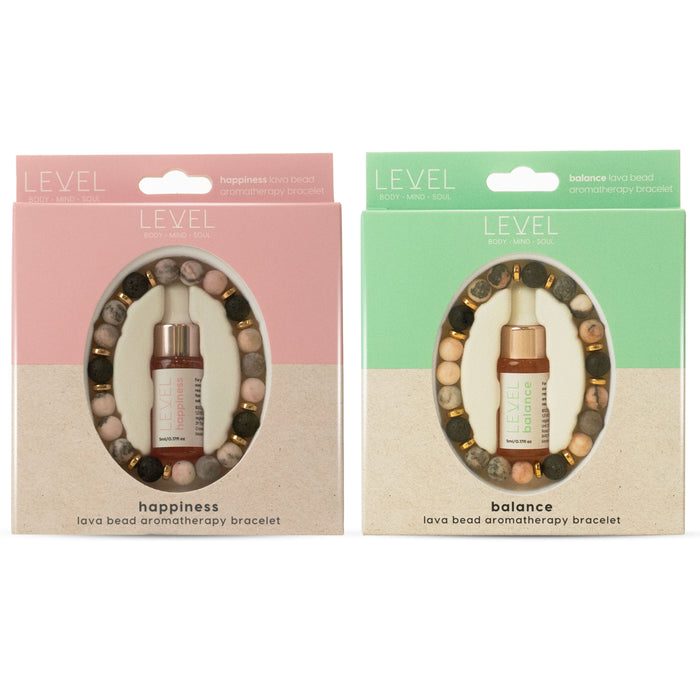 Lava Bead Aromatherapy Bracelet Set - Balance & Happiness - Aromatherapy Bracelet