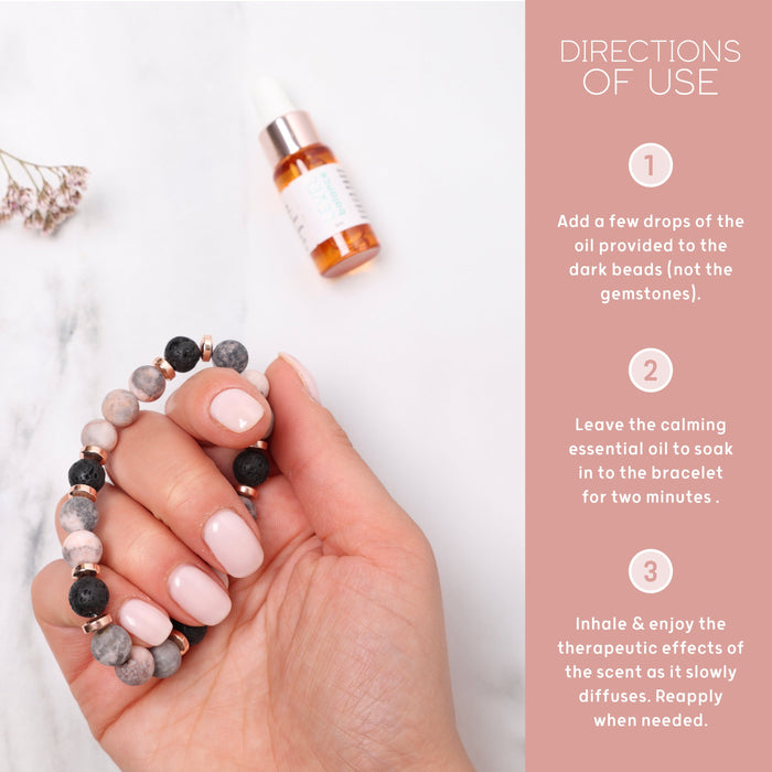 Lava Bead Aromatherapy Bracelet Set - Balance & Happiness - Aromatherapy Bracelet