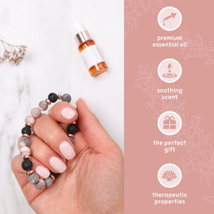 Lava Bead Aromatherapy Bracelet with Essential Oil - Happiness - Aromatherapy Bracelet