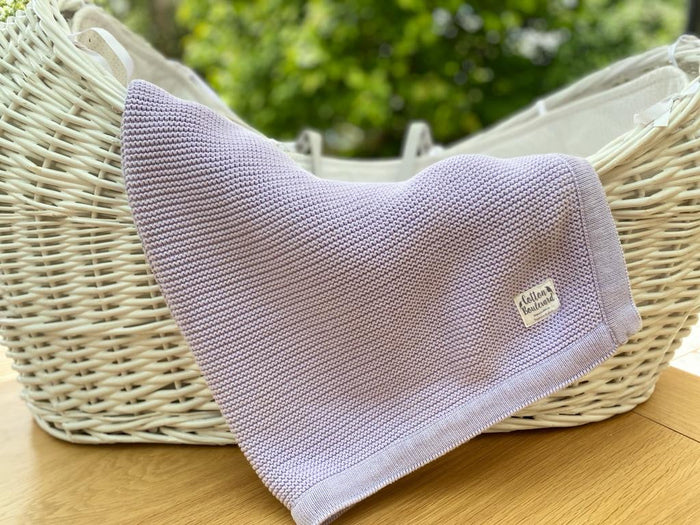 Lavender Organic Cotton Knitted Baby Blanket – 100 X 80cm - Receiving Blankets