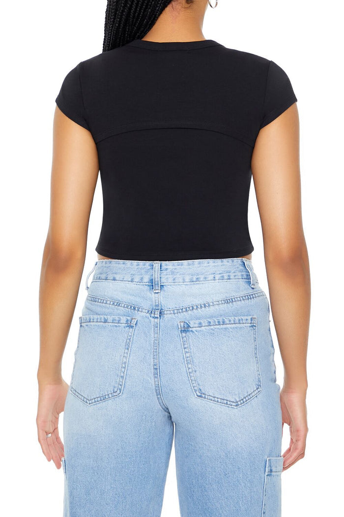 Layered Cutout Cropped Tee