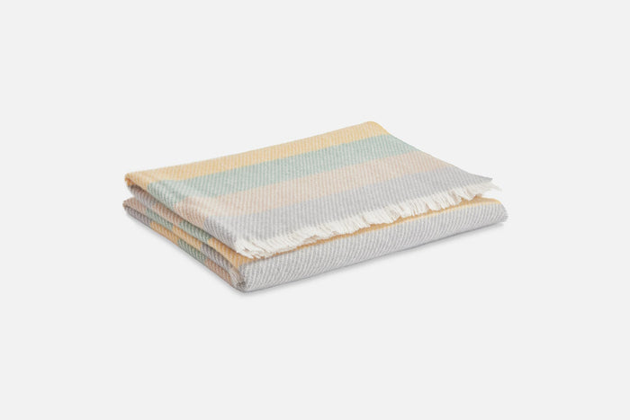 Lemon Striped Kileen Lambswool Baby Blanket - Cushendale Woollen Mills